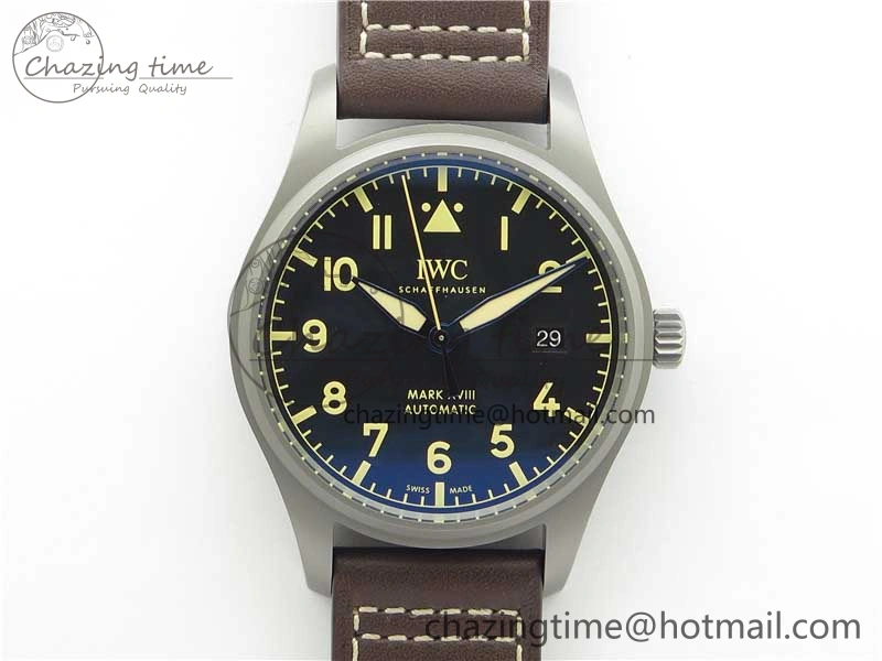 Mark XVIII IW327006 Titanium V7F 1:1 Best Edition Black Dial on Brown Leather Strap A2892