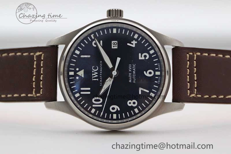 Mark XVIII IW327010 SS M+F 1:1 Best Edition Blue Dial on Brown Leather Strap A35111