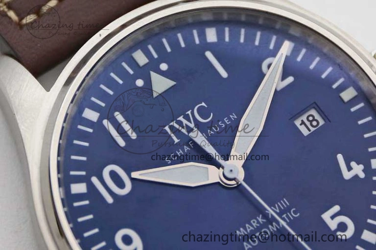 Mark XVIII IW327010 SS M+F 1:1 Best Edition Blue Dial on Brown Leather Strap A35111