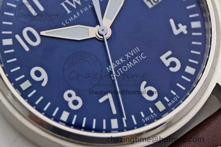 Mark XVIII IW327010 SS M+F 1:1 Best Edition Blue Dial on Brown Leather Strap A35111