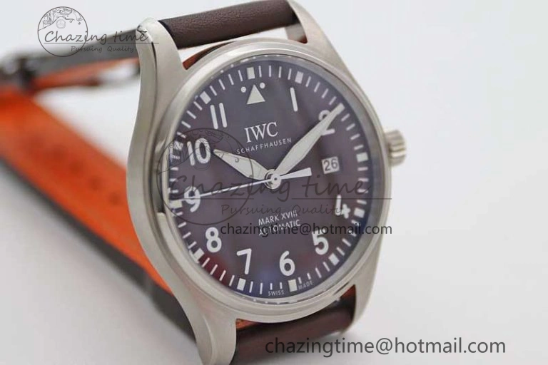 Mark XVIII IW327010 SS M+F 1:1 Best Edition Brown Dial on Brown Leather Strap A35111