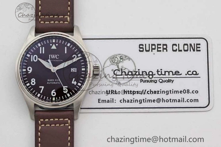 Mark XVIII IW327010 SS M+F 1:1 Best Edition Brown Dial on Brown Leather Strap A35111