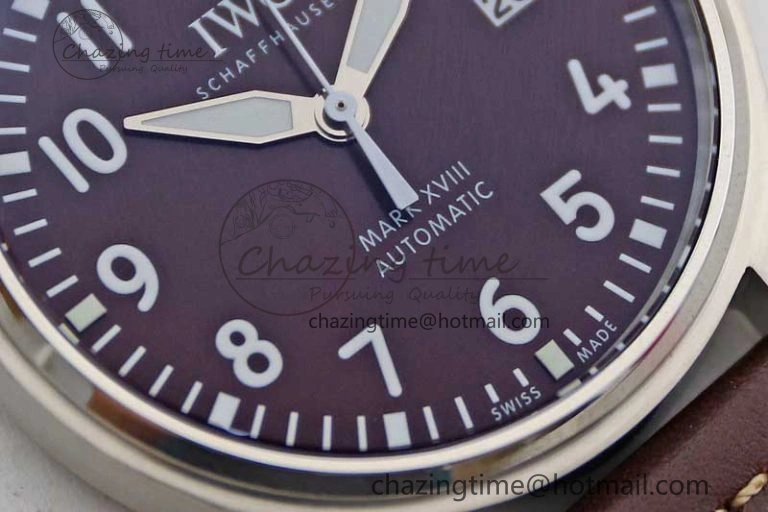 Mark XVIII IW327010 SS M+F 1:1 Best Edition Brown Dial on Brown Leather Strap A35111