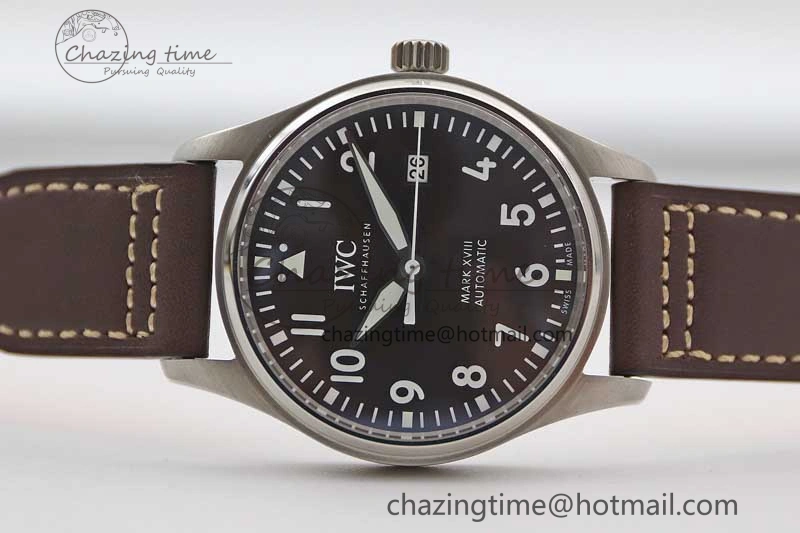 Mark XVIII IW327010 SS M+F 1:1 Best Edition Brown Dial on Brown Leather Strap A35111