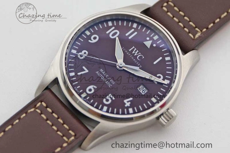 Mark XVIII IW327010 SS M+F 1:1 Best Edition Brown Dial on Brown Leather Strap A35111