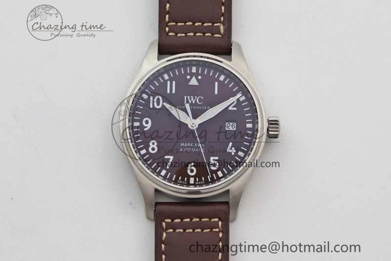 Mark XVIII IW327010 SS M+F 1:1 Best Edition Brown Dial on Brown Leather Strap A35111