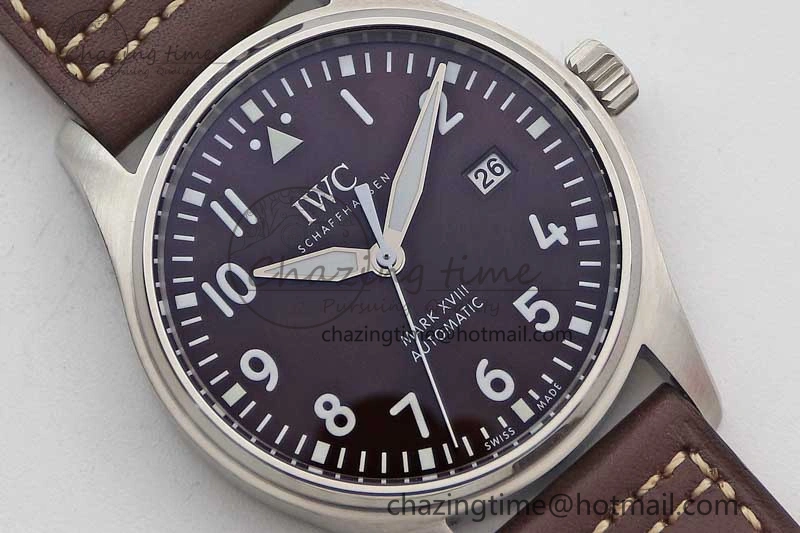 Mark XVIII IW327010 SS M+F 1:1 Best Edition Brown Dial on Brown Leather Strap A35111