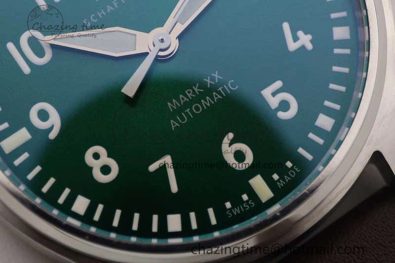 Mark XVIII IW327010 SS M+F 1:1 Best Edition Green Dial on Brown Leather Strap A35111 (Free Nylon Strap)