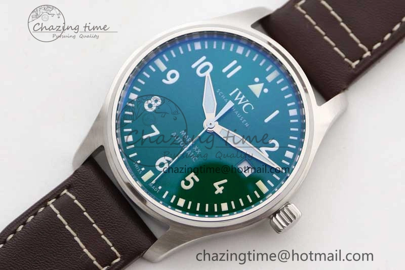 Mark XVIII IW327010 SS M+F 1:1 Best Edition Green Dial on Brown Leather Strap A35111 (Free Nylon Strap)