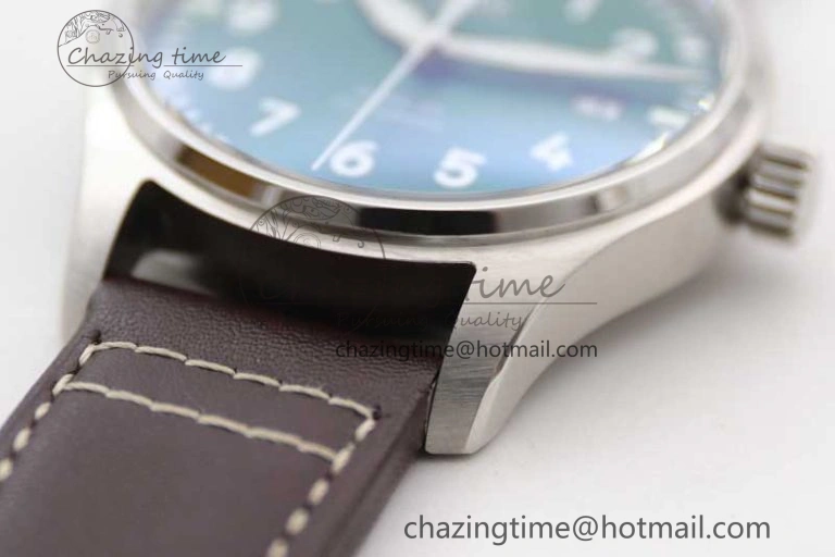 Mark XVIII IW327010 SS M+F 1:1 Best Edition Green Dial on Brown Leather Strap A35111 (Free Nylon Strap)