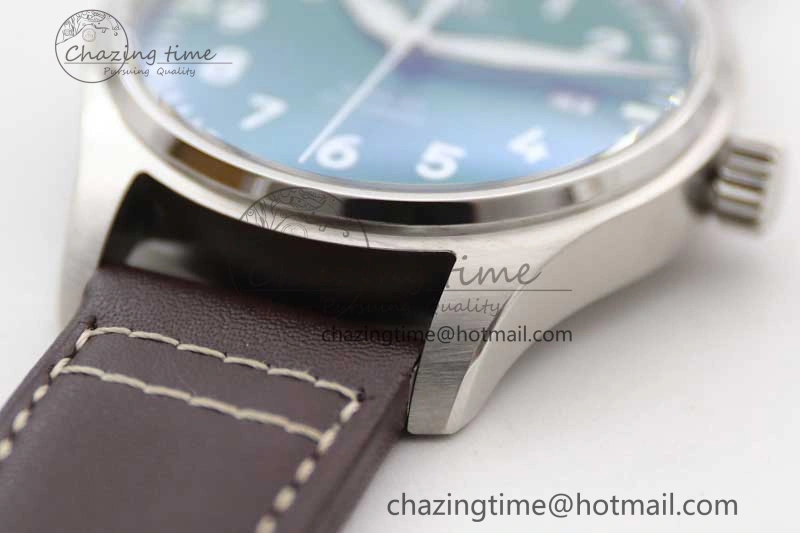 Mark XVIII IW327010 SS M+F 1:1 Best Edition Green Dial on Brown Leather Strap A35111 (Free Nylon Strap)