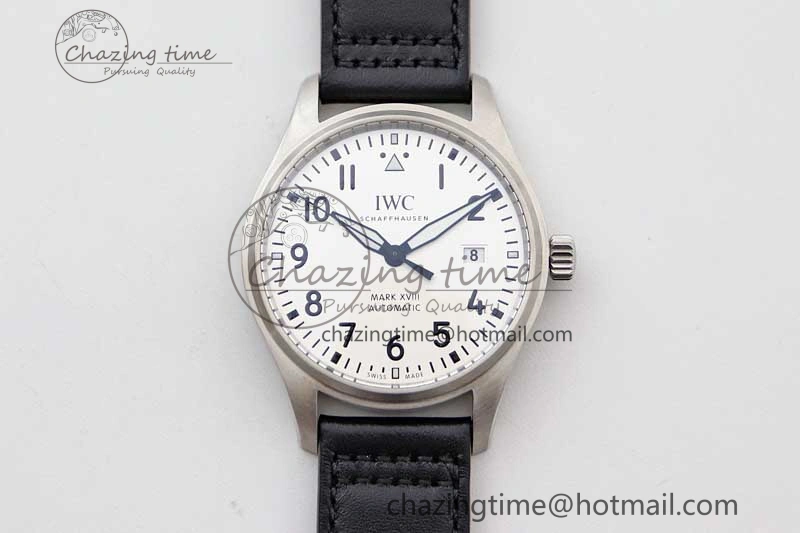 Mark XVIII IW327012 SS M+F 1:1 Best Edition White Dial on Black Leather Strap A35111