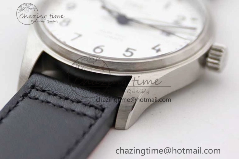 Mark XVIII IW327012 SS M+F 1:1 Best Edition White Dial on Black Leather Strap A35111