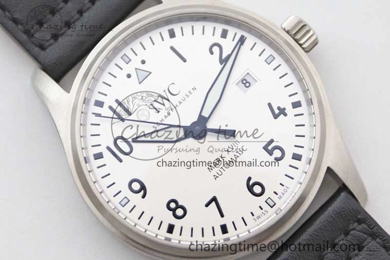 Mark XVIII IW327012 SS M+F 1:1 Best Edition White Dial on Black Leather Strap A35111