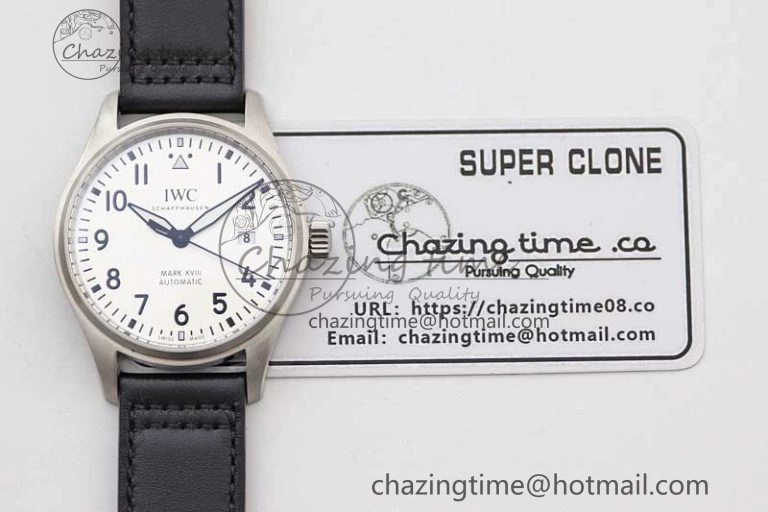 Mark XVIII IW327012 SS M+F 1:1 Best Edition White Dial on Black Leather Strap A35111