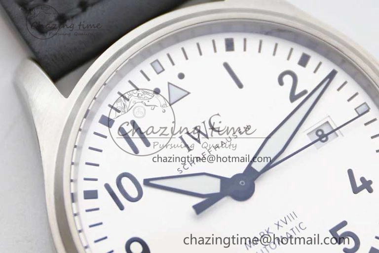 Mark XVIII IW327012 SS M+F 1:1 Best Edition White Dial on Black Leather Strap A35111