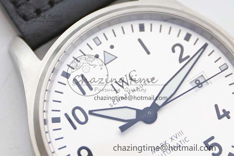 Mark XVIII IW327012 SS M+F 1:1 Best Edition White Dial on Black Leather Strap A35111