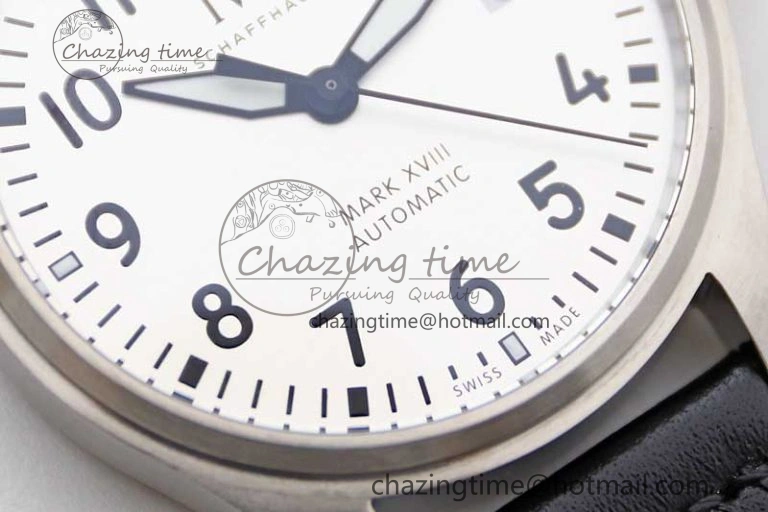 Mark XVIII IW327012 SS M+F 1:1 Best Edition White Dial on Black Leather Strap A35111
