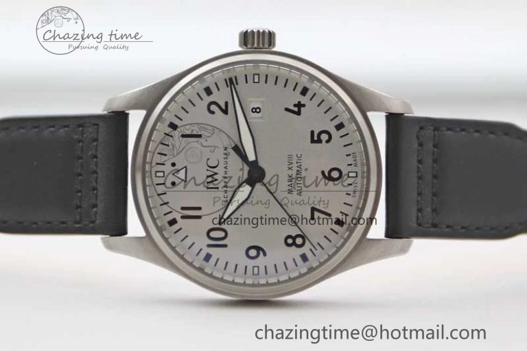 Mark XVIII IW327012 SS M+F 1:1 Best Edition White Dial on Black Leather Strap A35111