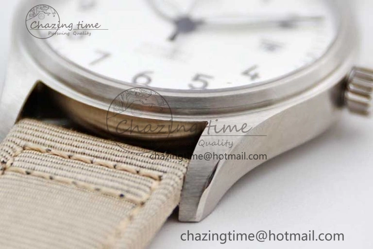 Mark XVIII IW327012 SS M+F 1:1 Best Edition White Dial on White Nylon Strap A35111