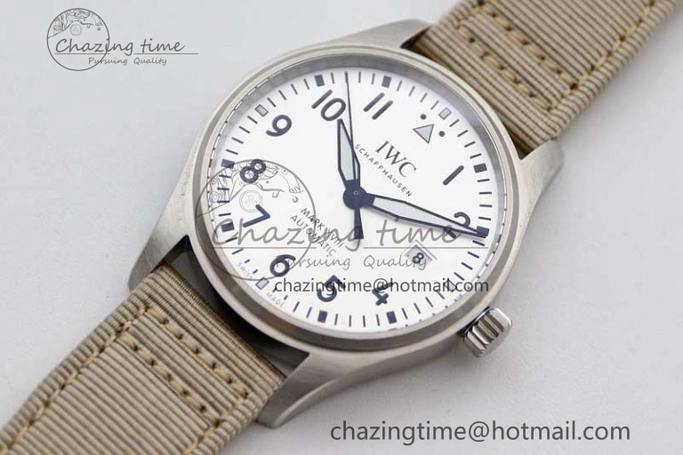 Mark XVIII IW327012 SS M+F 1:1 Best Edition White Dial on White Nylon Strap A35111