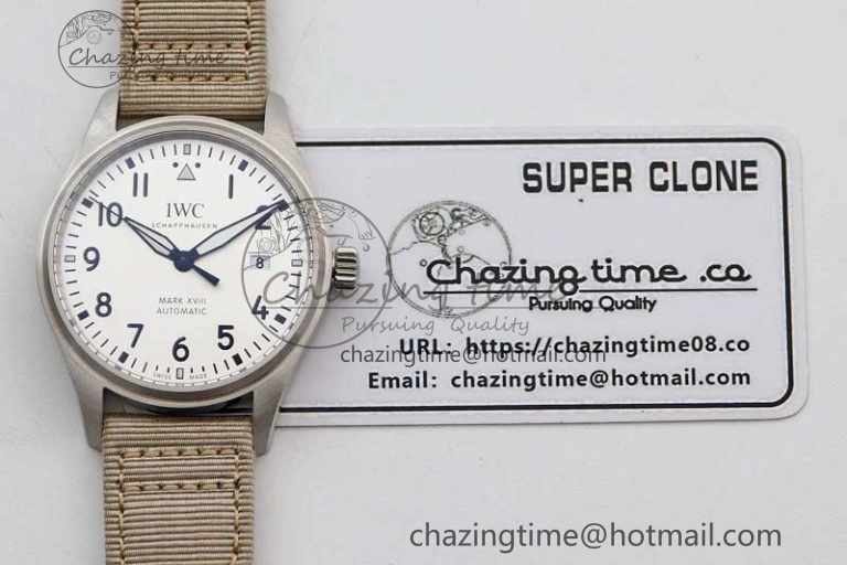Mark XVIII IW327012 SS M+F 1:1 Best Edition White Dial on White Nylon Strap A35111
