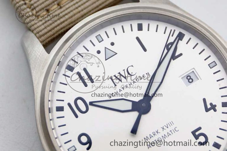 Mark XVIII IW327012 SS M+F 1:1 Best Edition White Dial on White Nylon Strap A35111