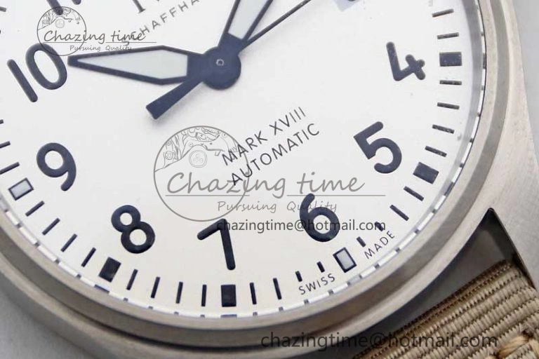 Mark XVIII IW327012 SS M+F 1:1 Best Edition White Dial on White Nylon Strap A35111