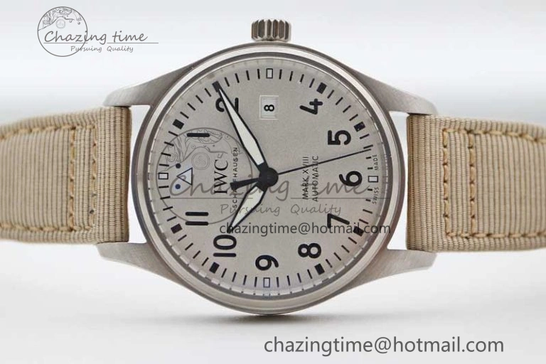 Mark XVIII IW327012 SS M+F 1:1 Best Edition White Dial on White Nylon Strap A35111