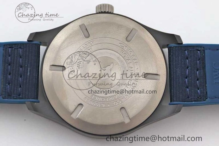 Mark XVIII IW328101 Black Ceramic M+F 1:1 Best Edition Blue Dial on Blue Nylon Strap A35111