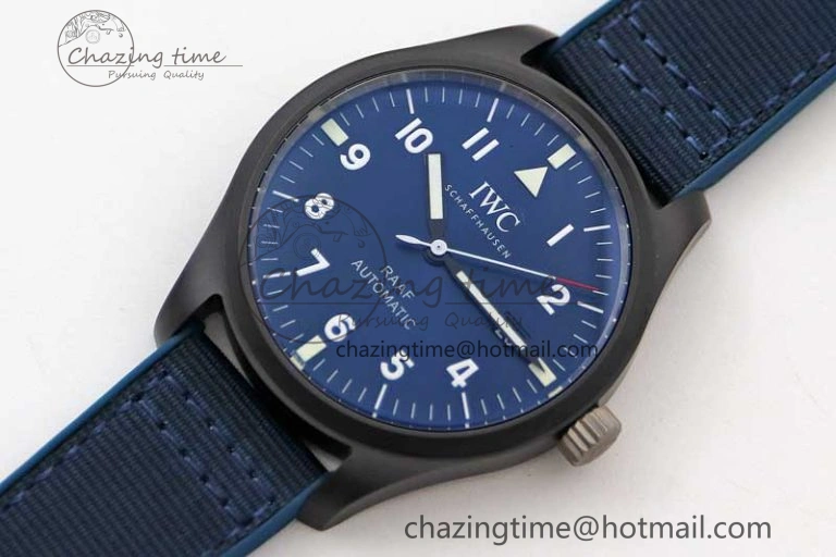 Mark XVIII IW328101 Black Ceramic M+F 1:1 Best Edition Blue Dial on Blue Nylon Strap A35111