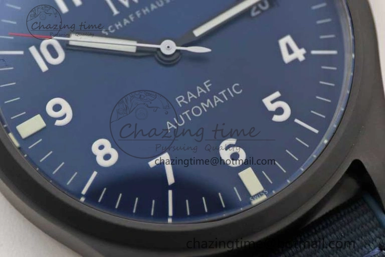 Mark XVIII IW328101 Black Ceramic M+F 1:1 Best Edition Blue Dial on Blue Nylon Strap A35111