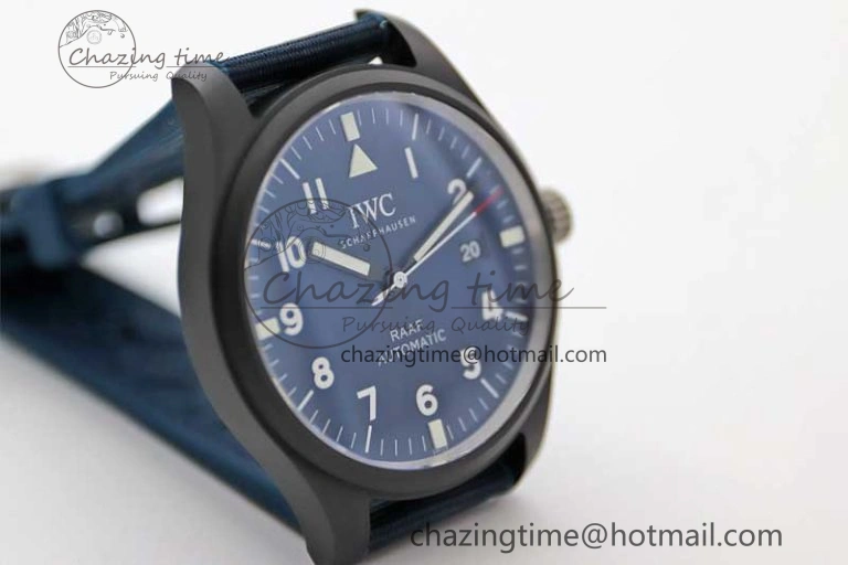 Mark XVIII IW328101 Black Ceramic M+F 1:1 Best Edition Blue Dial on Blue Nylon Strap A35111