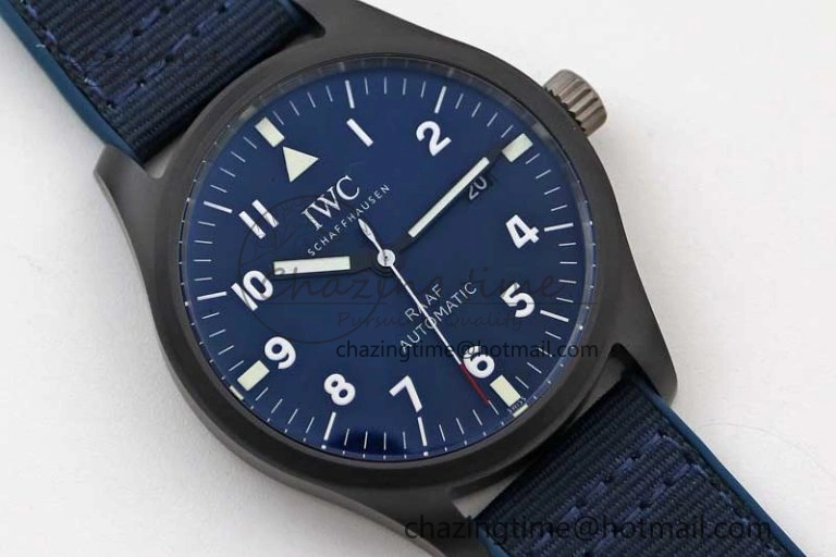Mark XVIII IW328101 Black Ceramic M+F 1:1 Best Edition Blue Dial on Blue Nylon Strap A35111