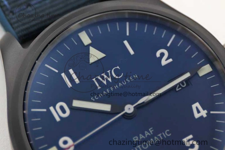 Mark XVIII IW328101 Black Ceramic M+F 1:1 Best Edition Blue Dial on Blue Nylon Strap A35111