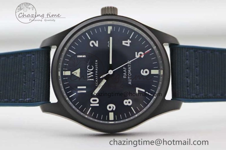Mark XVIII IW328101 Black Ceramic M+F 1:1 Best Edition Blue Dial on Blue Nylon Strap A35111
