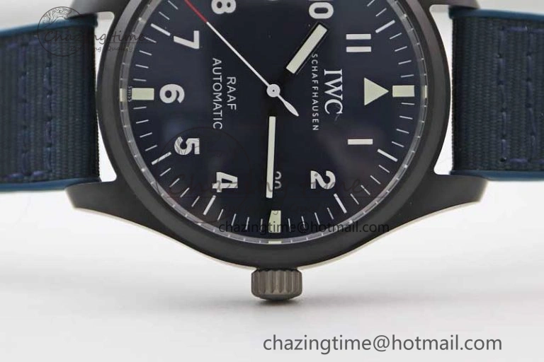 Mark XVIII IW328101 Black Ceramic M+F 1:1 Best Edition Blue Dial on Blue Nylon Strap A35111