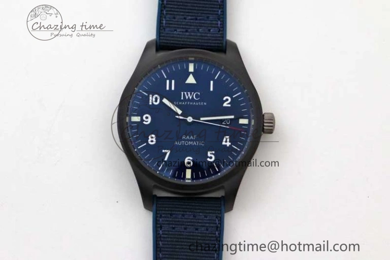 Mark XVIII IW328101 Black Ceramic M+F 1:1 Best Edition Blue Dial on Blue Nylon Strap A35111