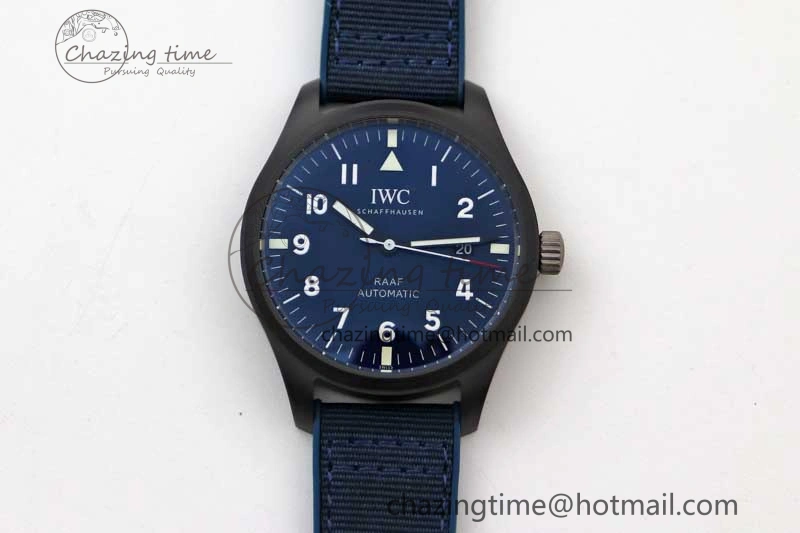 Mark XVIII IW328101 Black Ceramic M+F 1:1 Best Edition Blue Dial on Blue Nylon Strap A35111