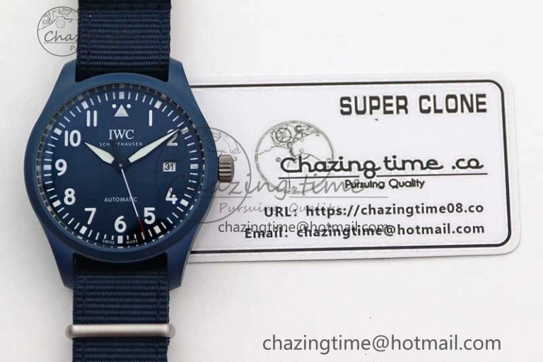 Mark XVIII IW328101 Blue Ceramic M+F 1:1 Best Edition Blue Dial on Blue Nylon Strap A2892