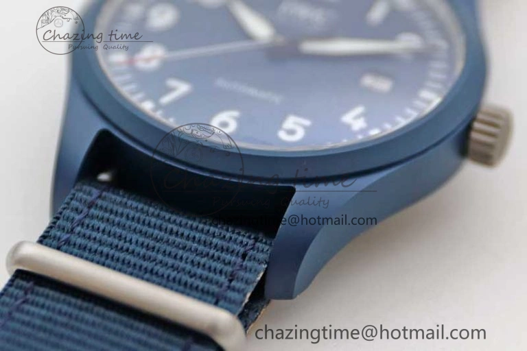 Mark XVIII IW328101 Blue Ceramic M+F 1:1 Best Edition Blue Dial on Blue Nylon Strap A2892