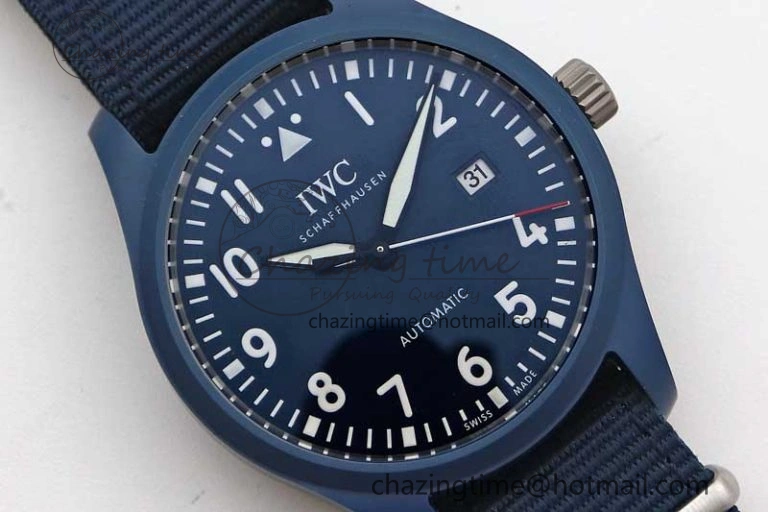 Mark XVIII IW328101 Blue Ceramic M+F 1:1 Best Edition Blue Dial on Blue Nylon Strap A2892