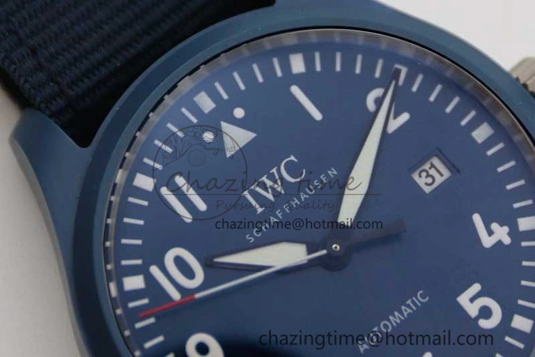 Mark XVIII IW328101 Blue Ceramic M+F 1:1 Best Edition Blue Dial on Blue Nylon Strap A2892