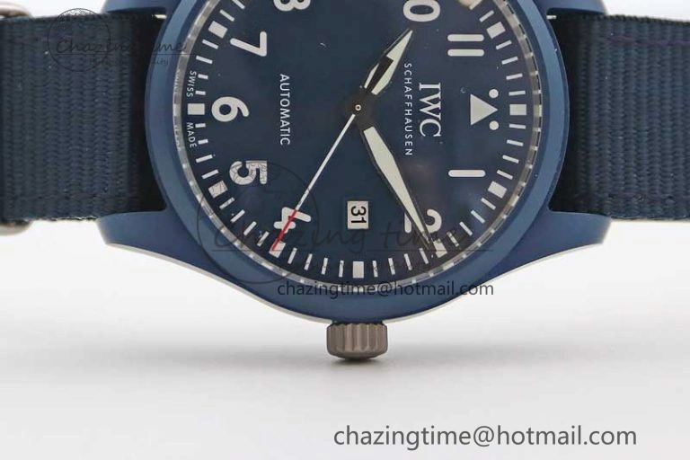 Mark XVIII IW328101 Blue Ceramic M+F 1:1 Best Edition Blue Dial on Blue Nylon Strap A2892