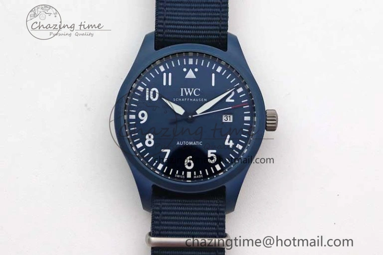 Mark XVIII IW328101 Blue Ceramic M+F 1:1 Best Edition Blue Dial on Blue Nylon Strap A2892