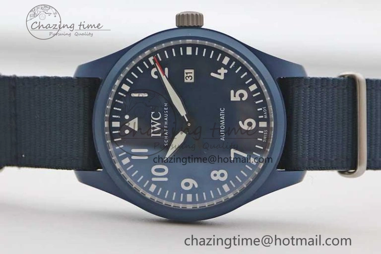 Mark XVIII IW328101 Blue Ceramic M+F 1:1 Best Edition Blue Dial on Blue Nylon Strap A2892