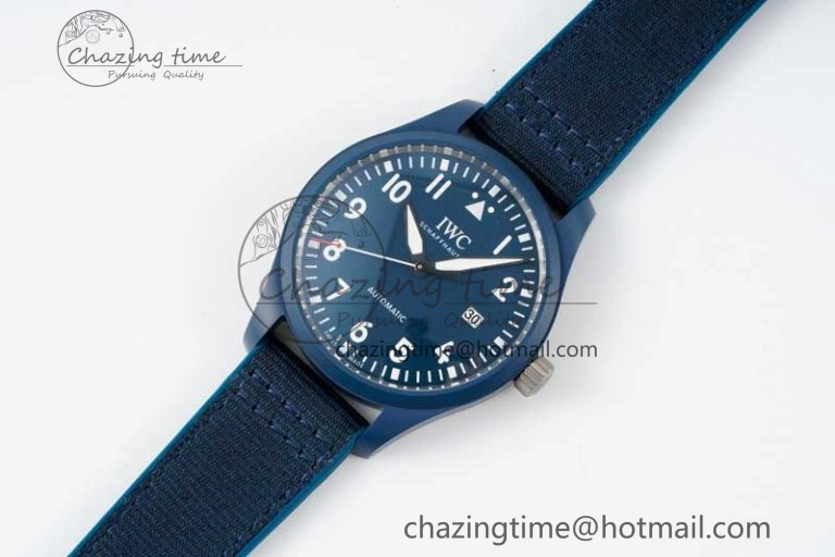 Mark XVIII IW328101 Blue Ceramic M+F 1:1 Best Edition Blue Dial on Blue Nylon Strap A35111