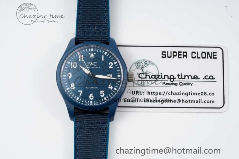 Mark XVIII IW328101 Blue Ceramic M+F 1:1 Best Edition Blue Dial on Blue Nylon Strap A35111