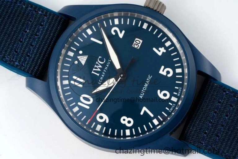 Mark XVIII IW328101 Blue Ceramic M+F 1:1 Best Edition Blue Dial on Blue Nylon Strap A35111