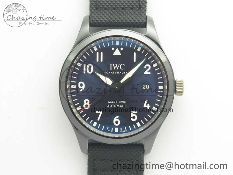 Mark XVIII LAUREUS IW324703 Black Ceramic MKF Best Edition on Black Nylon Strap MIYOTA 9015 V2
